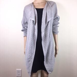 Calvin Klein Light Grey High Low Drape Front Cardigan, Sz L‎